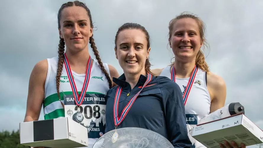 millicent fawcett mile podium including oxford athlete charlotte buckley right