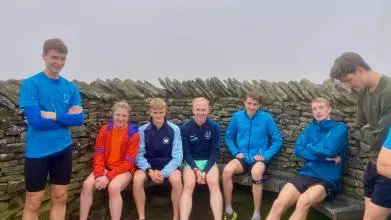 Boys at the top of Pen-y-Ghent